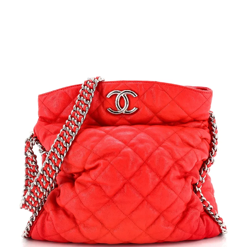 Chain Around Hobo Quilted Washed Lambskin