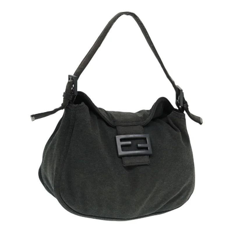 Fendi crossbody bags with a reflective strap for safety during low - light conditionsFENDI Mamma Baguette Shoulder Bag Cotton Gray Silver  ep5641