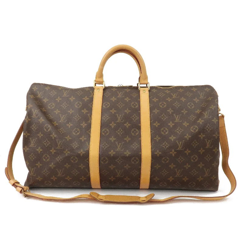 Ladies Louis Vuitton shoulder bags with a single - handle silhouetteLouis Vuitton Keep All Bandouliere 55 Boston Bag & Strap M41414