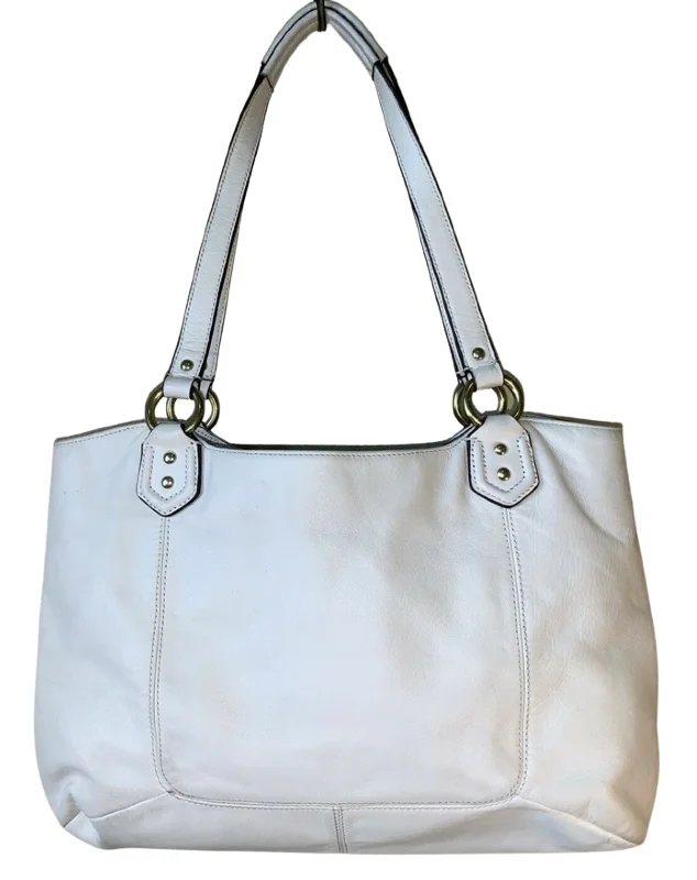 COACH Campbell Leather Large Satchel Belle Carryall Cream