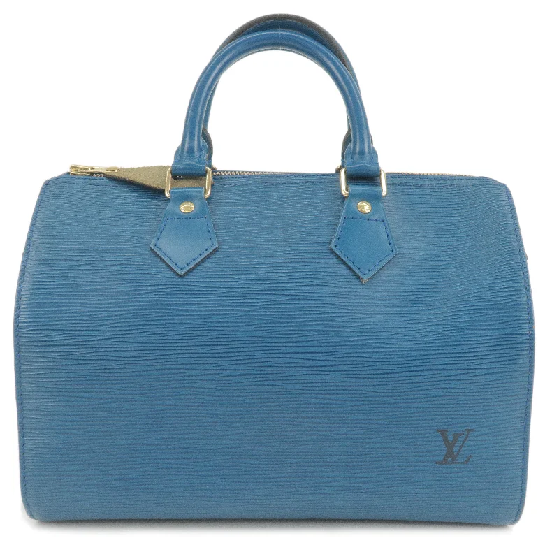 Louis Vuitton crossbody bags in a bold red color for a statementLouis Vuitton Epi Speedy 30 Hand Boston Bag Blue M43005