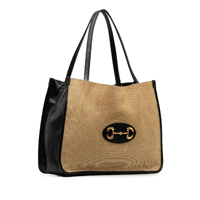 Small - sized Women Gucci shoulder bags for evening outingsGucci Canvas Horsebit 1955 Tote ZX9D12)