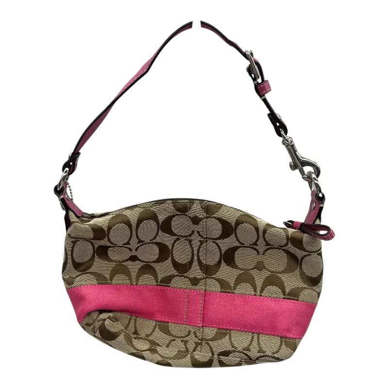 Handbag Designer By Coach In Pink & Tan, Size:Small