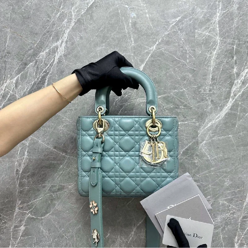 Christian Dior bags with a quilted pattern and gold - toned hardware*Like New* Lady Small ABC Lambskin Blue GHW