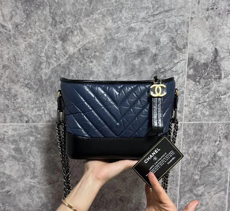 Chanel Chain Strap Handbag for Everyday UseBNIB Chanel Small Gabrielle Calfskin Navy Blue Chevron No 27