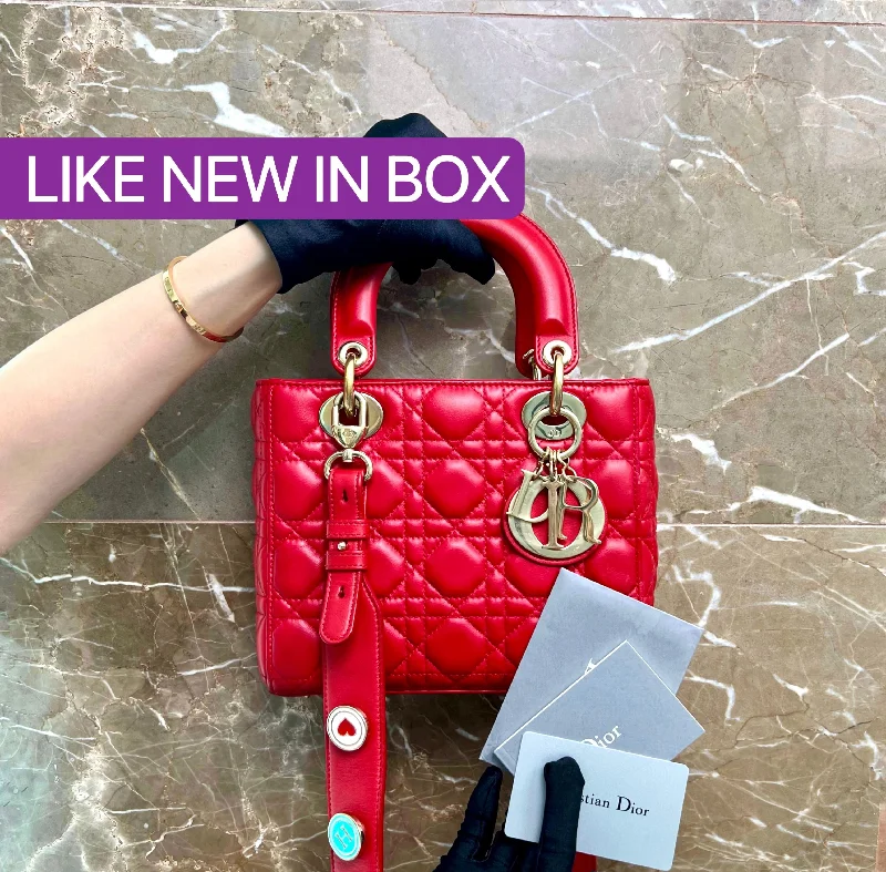 Christian Dior bags with a quilted pattern and gold - toned hardwareLady Small MyABC Lambskin Red GHW