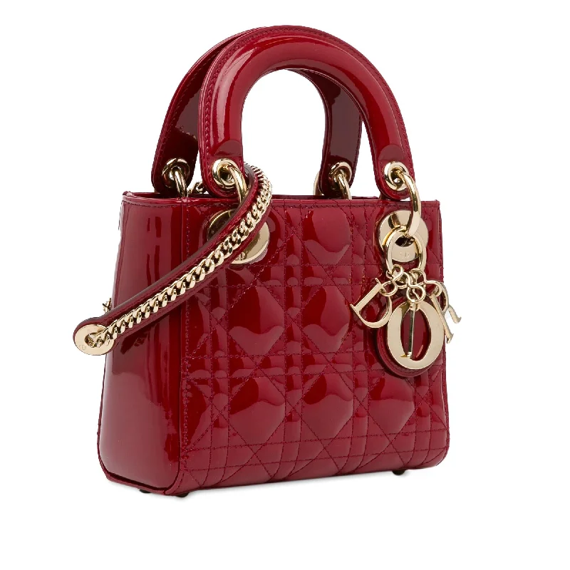 Christian Dior tote bags with a double - handle and shoulder - strap optionDior Mini Patent Cannage Lady Dior (6VO4GV)