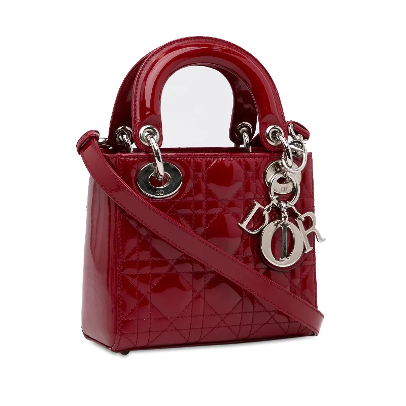 Christian Dior handbags with a snap - button closure and a decorative buckleDior Mini Patent Cannage Lady Dior (FguC4T)