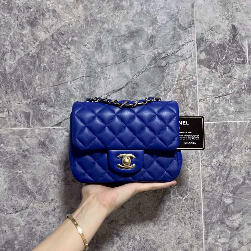 Chanel Luxury Handbag for High - End EventsLNIB Chanel Mini Square Classic Flap Blue SHW No 24